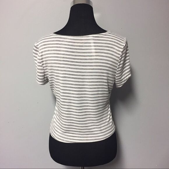 Lace-Up Striped Crop Top  - Picture 4 of 5